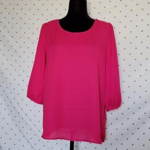 Magenta 3/4 sleeves Blouse